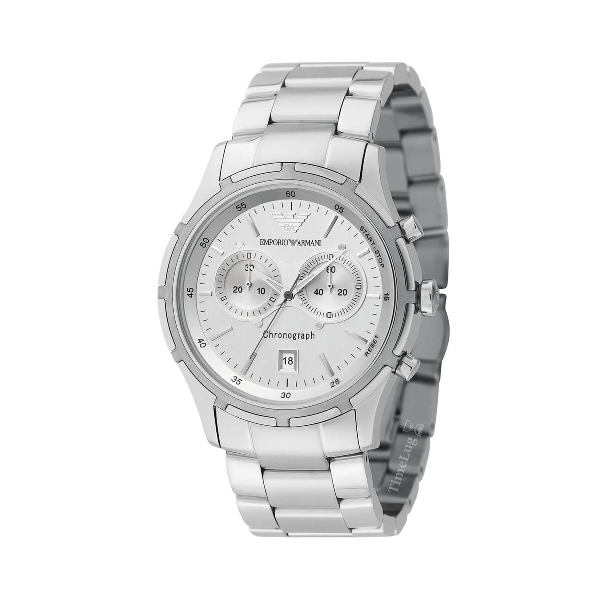 Emporio Armani AR0534 Men’s Chronograph Quartz Stainless Steel Silver Dial 42mm 5ATM Watch
