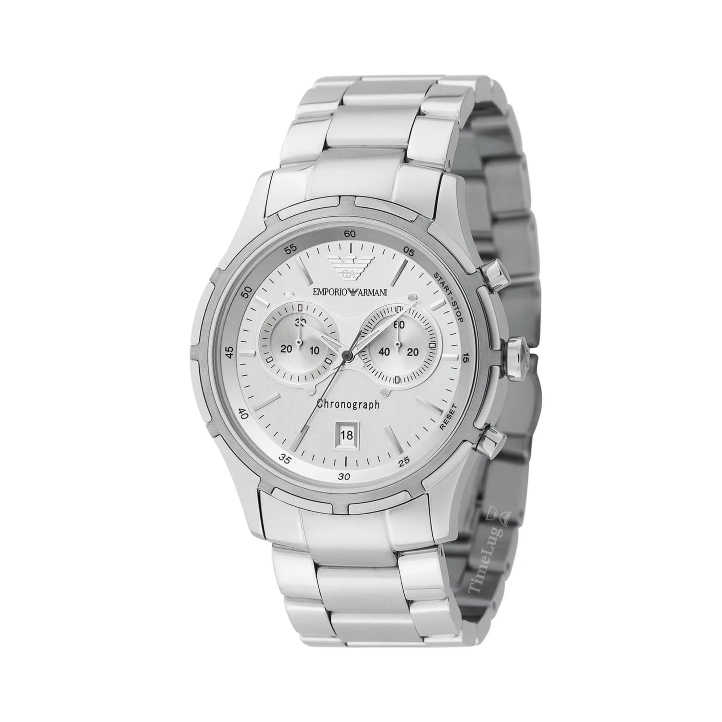 Emporio Armani AR0534 Men’s Chronograph Quartz Stainless Steel Silver Dial 42mm 5ATM Watch