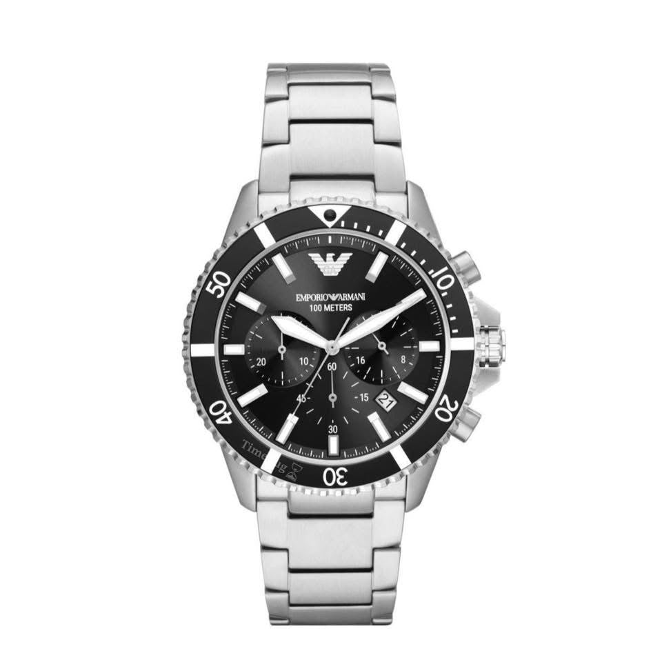Emporio Armani AR11360 Men’s Diver Chronograph Quartz Stainless Steel Black Dial 43mm 10ATM Watch
