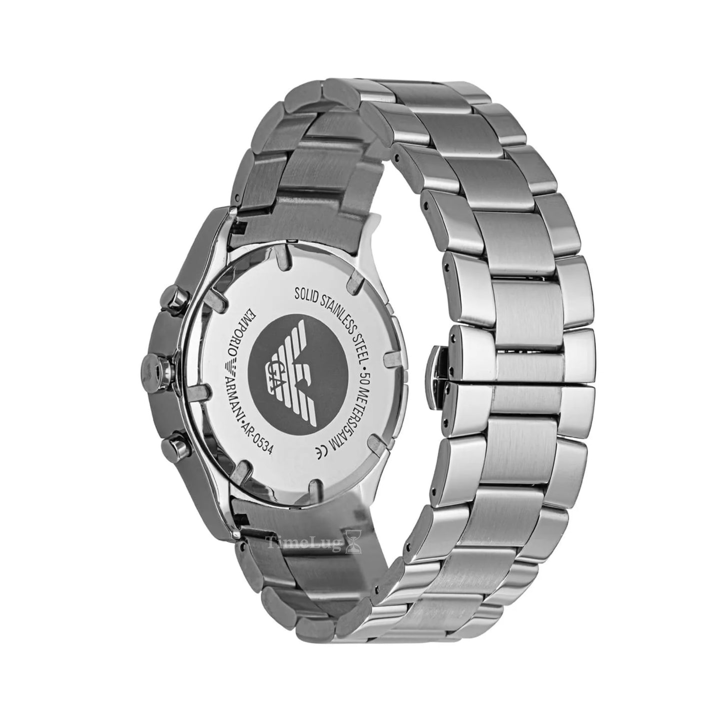 Emporio Armani AR0534 Men’s Chronograph Quartz Stainless Steel Silver Dial 42mm 5ATM Watch