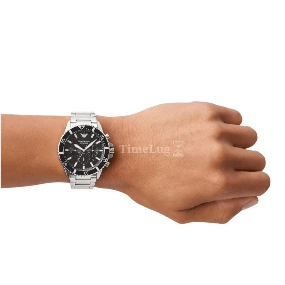 Emporio Armani AR11360 Men’s Diver Chronograph Quartz Stainless Steel Black Dial 43mm 10ATM Watch