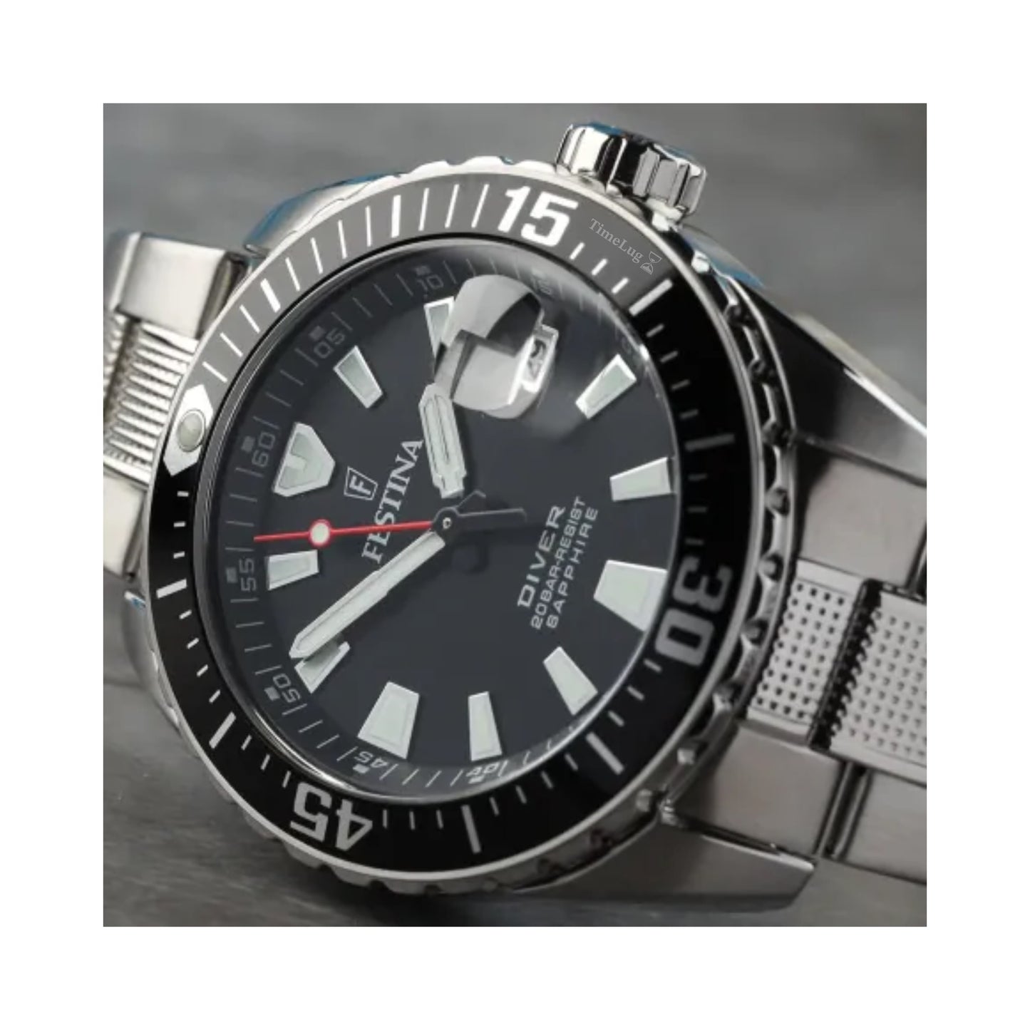Festina The Originals F20669/3 Mens Diver Quartz Stainless Steel Black Dial 41mm 20ATM Watch