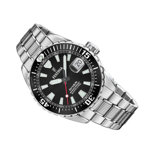 Festina The Originals F20669/3 Mens Diver Quartz Stainless Steel Black Dial 41mm 20ATM Watch